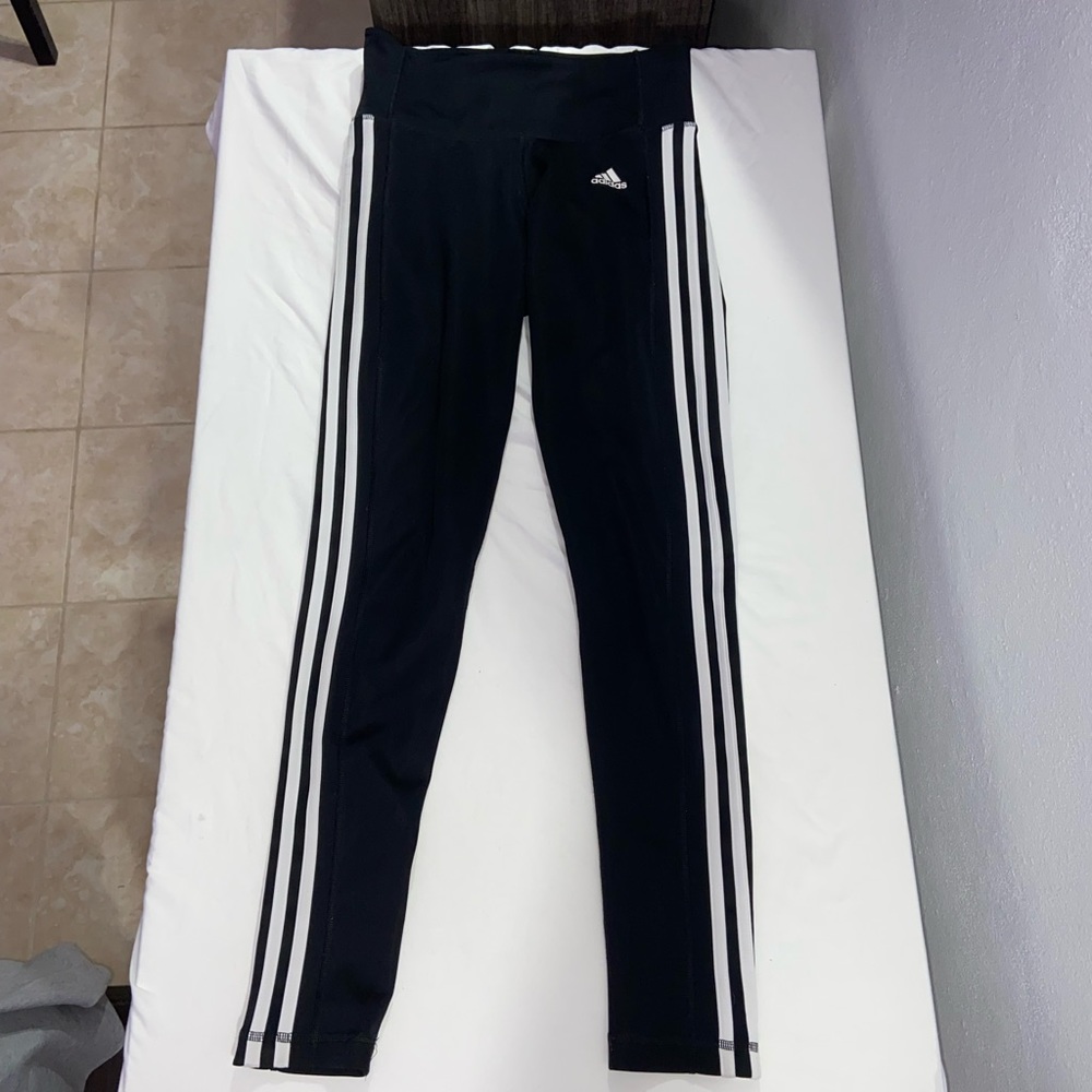 Adidas leggings with white stripes